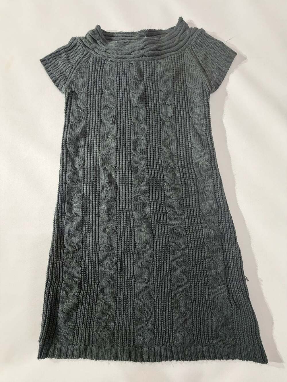 Derek heart M Gray Cable Knit Sweater Dress Cowl Neck Cozy Knit Mini